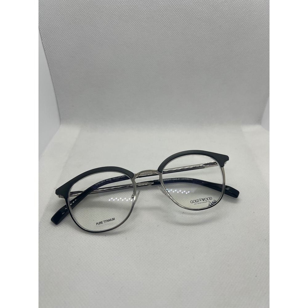 Gold &‎ Wood Chelsea 02.01 Pure Titanium Eyeglass Frames Black Silver 48-20-145